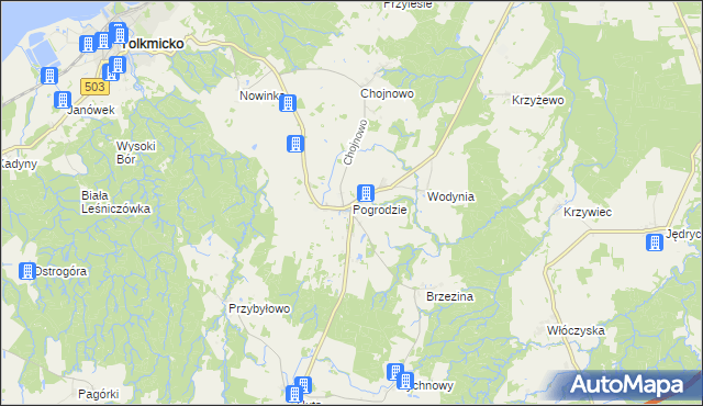 mapa Pogrodzie, Pogrodzie na mapie Targeo