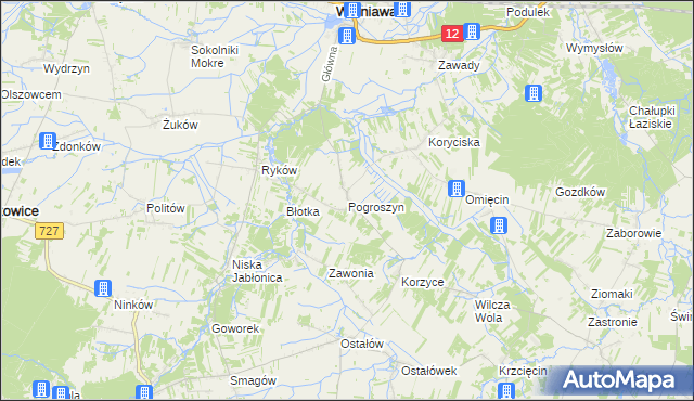 mapa Pogroszyn, Pogroszyn na mapie Targeo