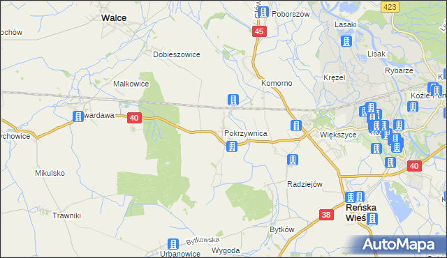 mapa Pokrzywnica gmina Reńska Wieś, Pokrzywnica gmina Reńska Wieś na mapie Targeo