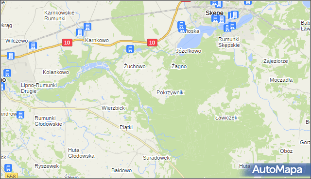 mapa Pokrzywnik gmina Skępe, Pokrzywnik gmina Skępe na mapie Targeo