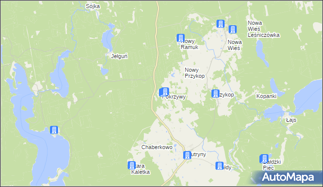 mapa Pokrzywy gmina Purda, Pokrzywy gmina Purda na mapie Targeo