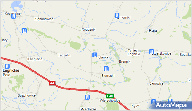 mapa Polanka gmina Ruja, Polanka gmina Ruja na mapie Targeo