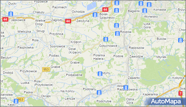 mapa Polanka Hallera, Polanka Hallera na mapie Targeo