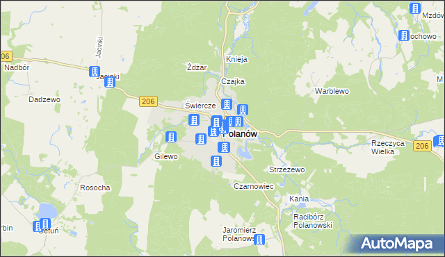 mapa Polanów powiat koszaliński, Polanów powiat koszaliński na mapie Targeo