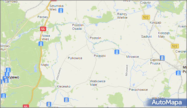mapa Polaszki, Polaszki na mapie Targeo