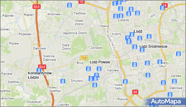 mapa Polesie gmina Łódź, Polesie gmina Łódź na mapie Targeo