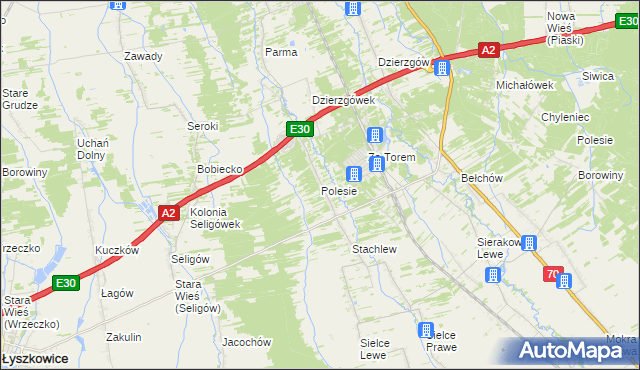 mapa Polesie gmina Łyszkowice, Polesie gmina Łyszkowice na mapie Targeo