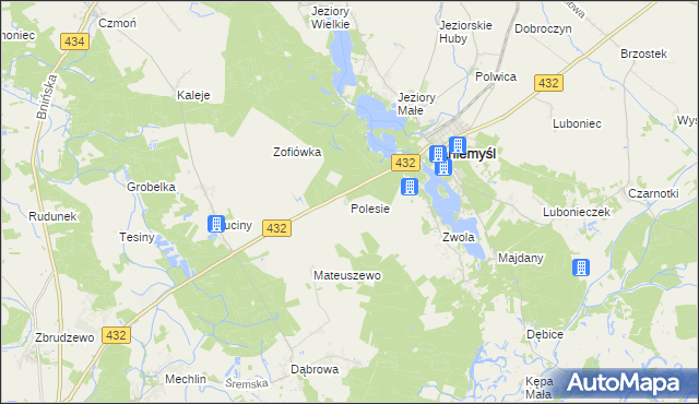 mapa Polesie gmina Zaniemyśl, Polesie gmina Zaniemyśl na mapie Targeo