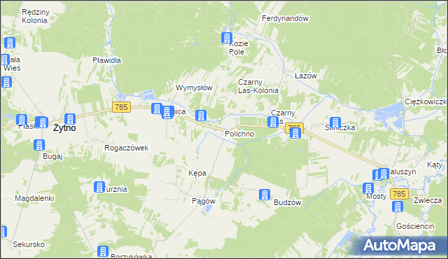 mapa Polichno gmina Żytno, Polichno gmina Żytno na mapie Targeo