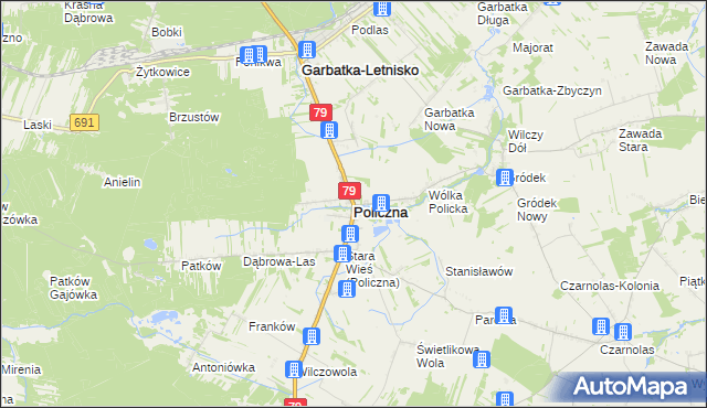 mapa Policzna powiat zwoleński, Policzna powiat zwoleński na mapie Targeo