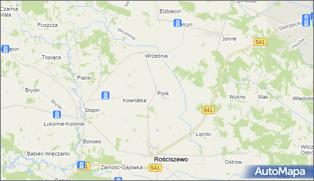 mapa Polik gmina Rościszewo, Polik gmina Rościszewo na mapie Targeo