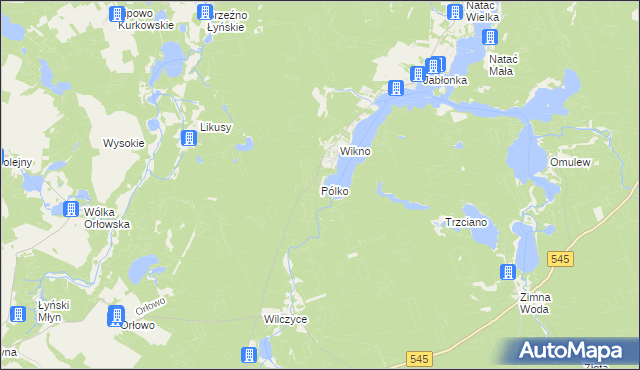 mapa Pólko gmina Nidzica, Pólko gmina Nidzica na mapie Targeo