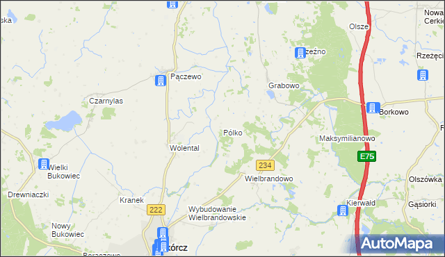 mapa Pólko gmina Skórcz, Pólko gmina Skórcz na mapie Targeo
