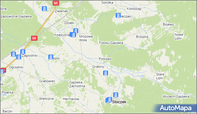 mapa Polkowo gmina Stoczek, Polkowo gmina Stoczek na mapie Targeo