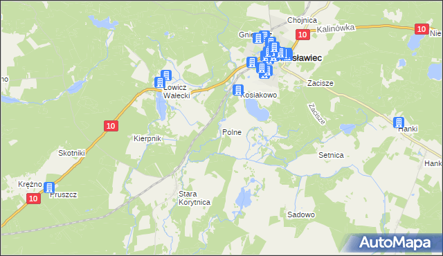 mapa Polne gmina Mirosławiec, Polne gmina Mirosławiec na mapie Targeo