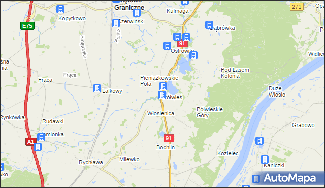 mapa Półwieś gmina Gniew, Półwieś gmina Gniew na mapie Targeo