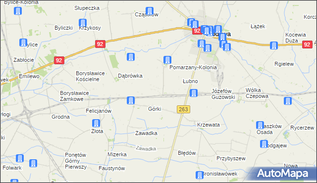 mapa Pomarzany Fabryczne, Pomarzany Fabryczne na mapie Targeo