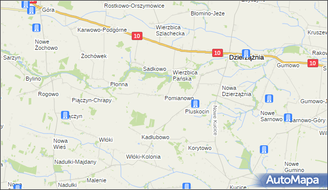 mapa Pomianowo gmina Dzierzążnia, Pomianowo gmina Dzierzążnia na mapie Targeo