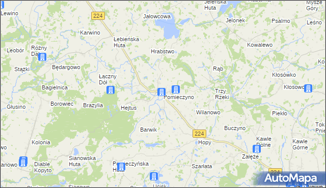 mapa Pomieczyno, Pomieczyno na mapie Targeo