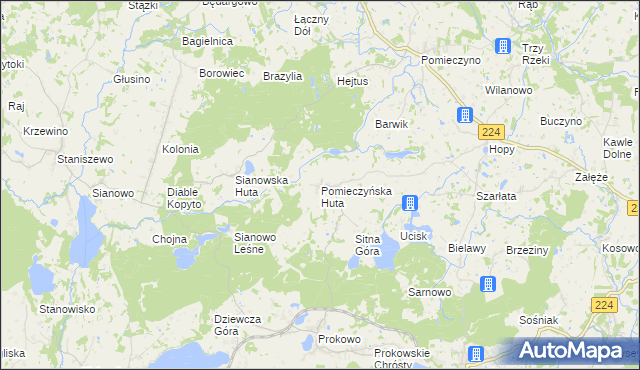mapa Pomieczyńska Huta, Pomieczyńska Huta na mapie Targeo