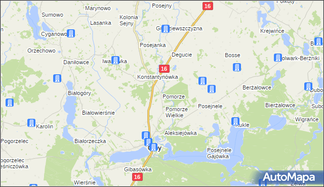 mapa Pomorze gmina Giby, Pomorze gmina Giby na mapie Targeo