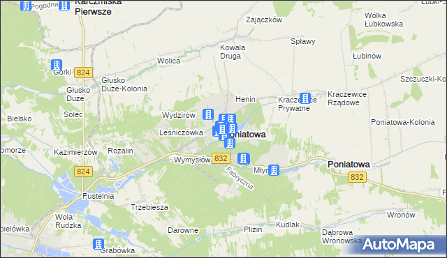 mapa Poniatowa powiat opolski, Poniatowa powiat opolski na mapie Targeo
