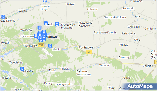 mapa Poniatowa powiat opolski, Poniatowa powiat opolski na mapie Targeo