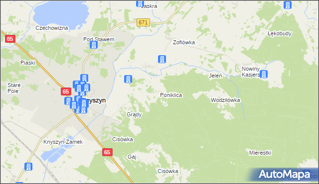 mapa Poniklica, Poniklica na mapie Targeo