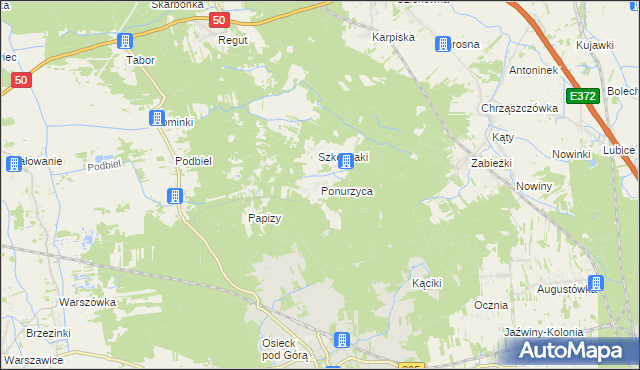 mapa Ponurzyca, Ponurzyca na mapie Targeo