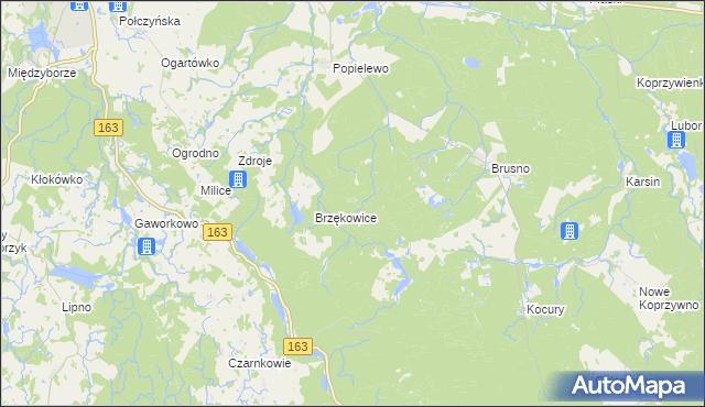 mapa Popielewice, Popielewice na mapie Targeo