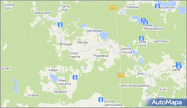 mapa Popielewo gmina Konarzyny, Popielewo gmina Konarzyny na mapie Targeo