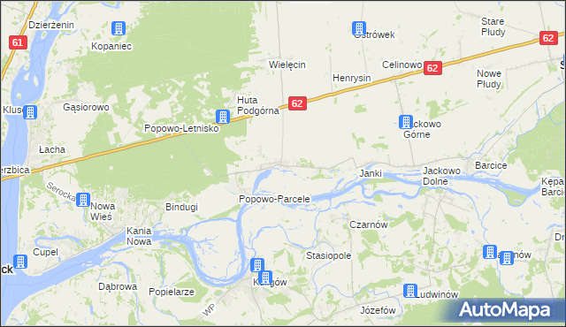 mapa Popowo Kościelne gmina Somianka, Popowo Kościelne gmina Somianka na mapie Targeo