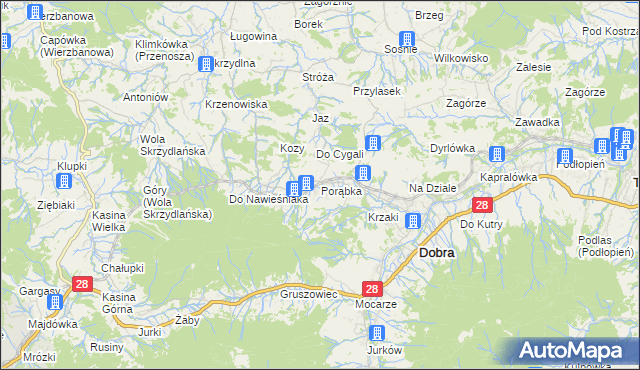 mapa Porąbka gmina Dobra, Porąbka gmina Dobra na mapie Targeo