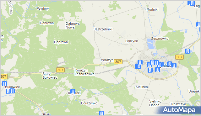 mapa Porażyn, Porażyn na mapie Targeo