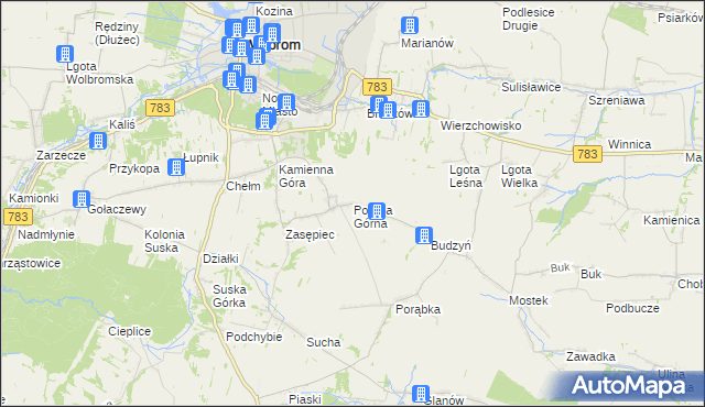 mapa Poręba Górna, Poręba Górna na mapie Targeo