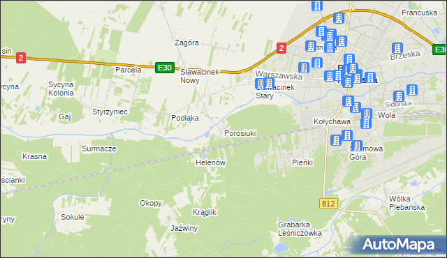 mapa Porosiuki, Porosiuki na mapie Targeo