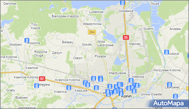 mapa Posada gmina Kazimierz Biskupi, Posada gmina Kazimierz Biskupi na mapie Targeo