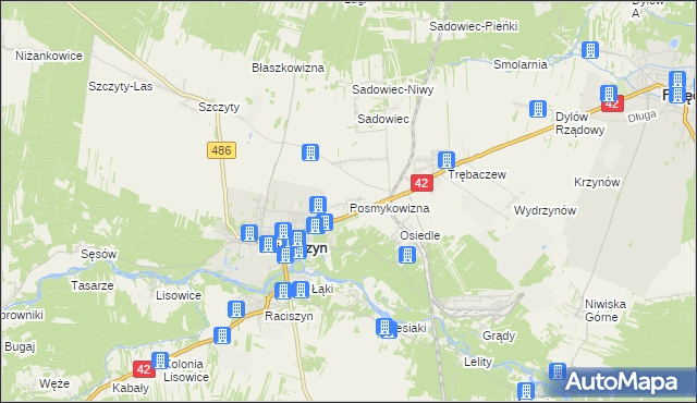 mapa Posmykowizna gmina Działoszyn, Posmykowizna gmina Działoszyn na mapie Targeo