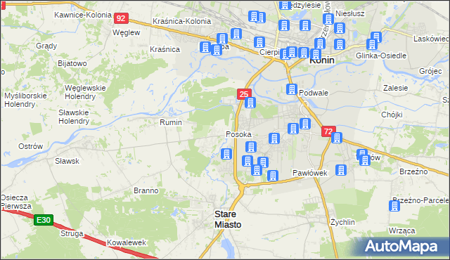 mapa Posoka gmina Stare Miasto, Posoka gmina Stare Miasto na mapie Targeo