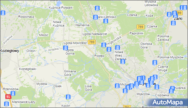 mapa Postęp, Postęp na mapie Targeo