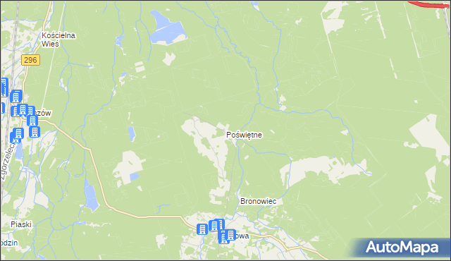 mapa Poświętne gmina Osiecznica, Poświętne gmina Osiecznica na mapie Targeo