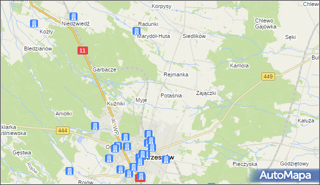 mapa Potaśnia gmina Ostrzeszów, Potaśnia gmina Ostrzeszów na mapie Targeo