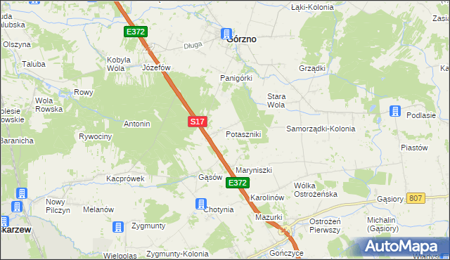 mapa Potaszniki, Potaszniki na mapie Targeo