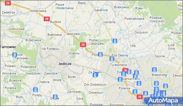 mapa Potok gmina Jedlicze, Potok gmina Jedlicze na mapie Targeo