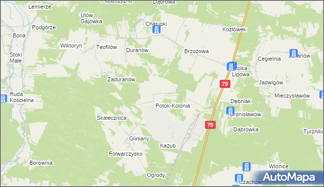 mapa Potok gmina Ożarów, Potok gmina Ożarów na mapie Targeo