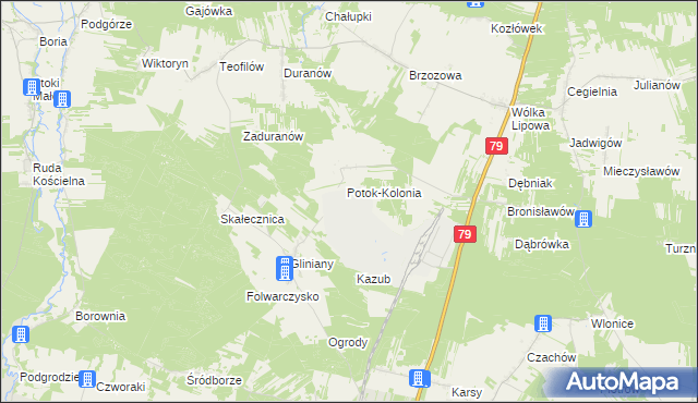 mapa Potok-Kolonia, Potok-Kolonia na mapie Targeo
