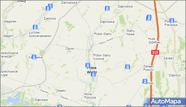 mapa Potok-Stany Kolonia, Potok-Stany Kolonia na mapie Targeo