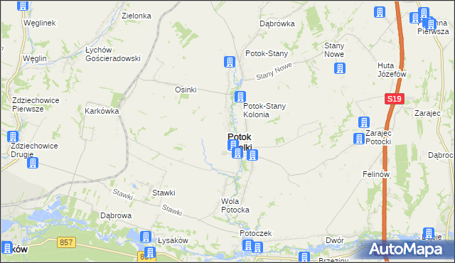 mapa Potok Wielki powiat janowski, Potok Wielki powiat janowski na mapie Targeo