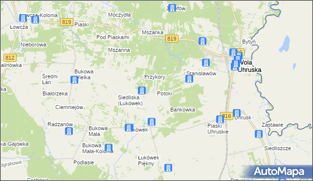 mapa Potoki gmina Wola Uhruska, Potoki gmina Wola Uhruska na mapie Targeo