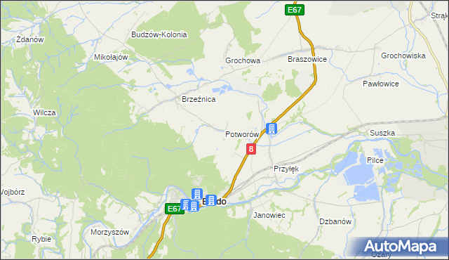 mapa Potworów gmina Bardo, Potworów gmina Bardo na mapie Targeo